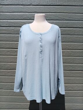 a.n.a Powder Blue Long Sleeve Henley Top